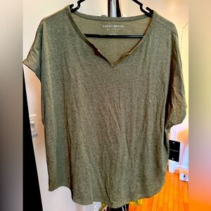 Lucky Brand Women’s T-shirt, Size L, New with tags, Olive green.